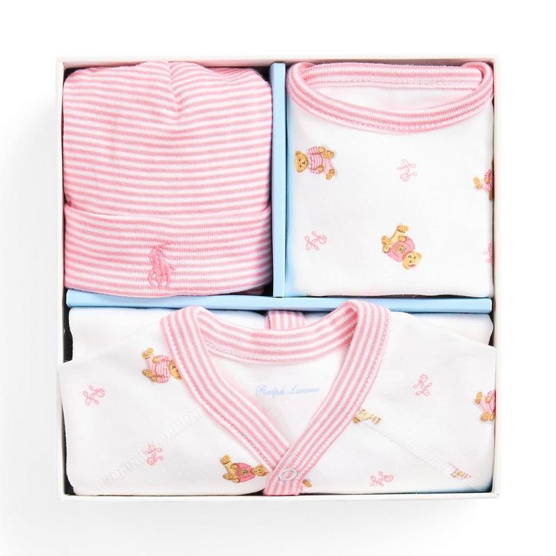 Polo Ralph Lauren Ensemble cadeau trois pi&egrave;ces en coton Polo Bear pour b&eacute;b&eacute;s filles [0-24 mois]