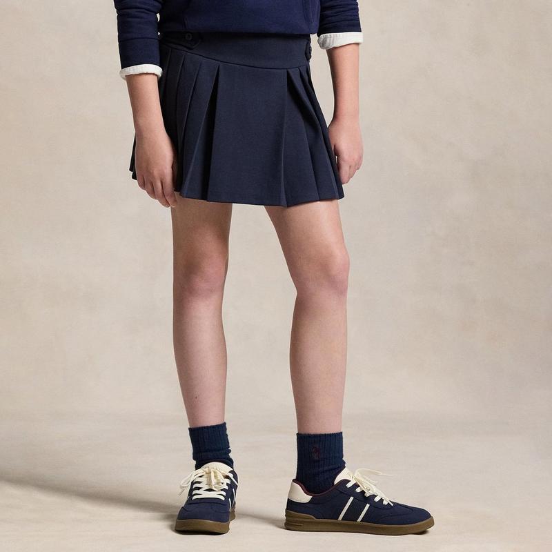 Polo Ralph Lauren Jupe-short pliss&eacute;e en ponte pour filles juniors [7-16]