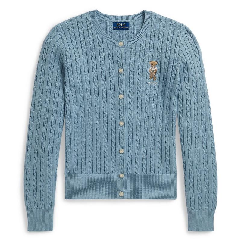 Polo Ralph Lauren Cardigan Polo Bear en coton &agrave; mini torsades pour filles juniors [7-16]