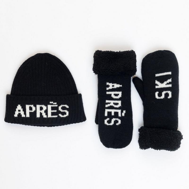 Lyla + Luxe Women's WHITE LABEL Apr&egrave;s Ski Hat + Mitten Set