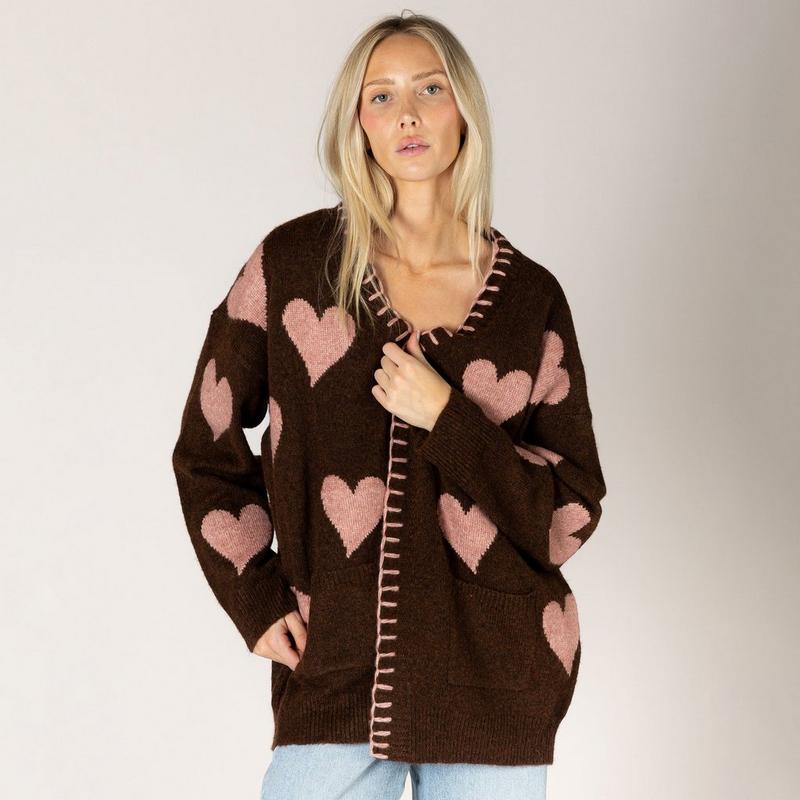Lyla + Luxe Women's Elska Heart Cardigan