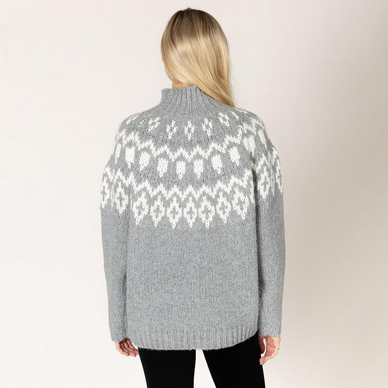 Lyla + Luxe Women's Aggie Fair Isle Mock Neck Sweater