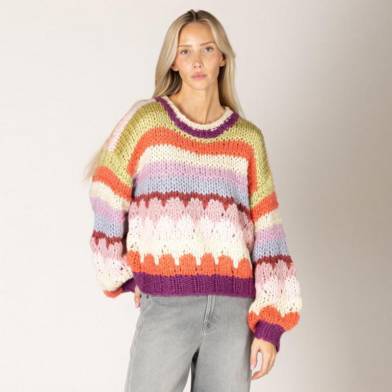 Lyla + Luxe Women's Hala Handmade Stripe Sweater