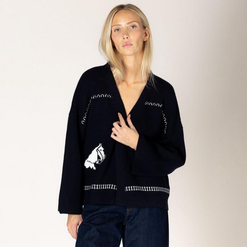 Lyla + Luxe Women's Fair Isle Horse Cardigan