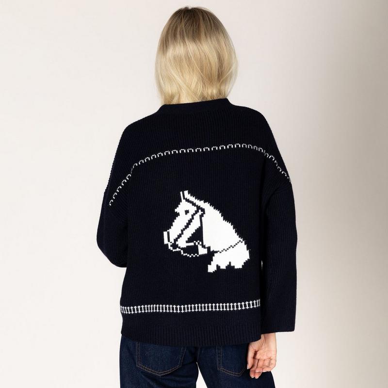 Lyla + Luxe Women's Fair Isle Horse Cardigan