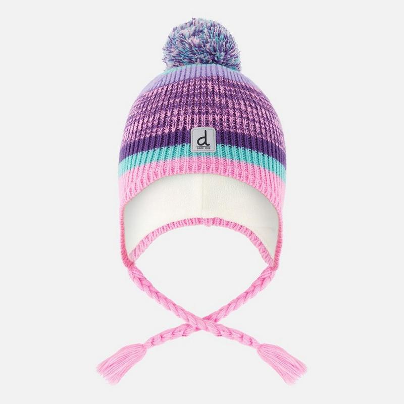 Deux Par Deux Kids' [2-8] Lined Peruvian Knit Pompom Hat