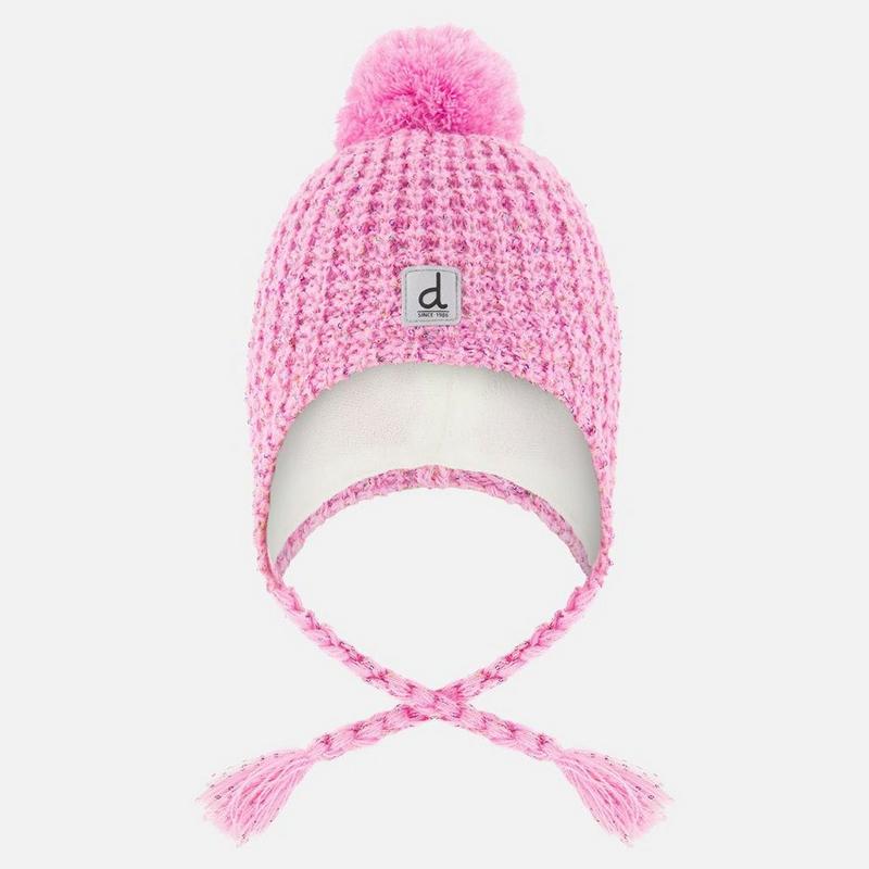 Deux Par Deux Kids' [2-8] Lined Peruvian Knit Pompom Hat