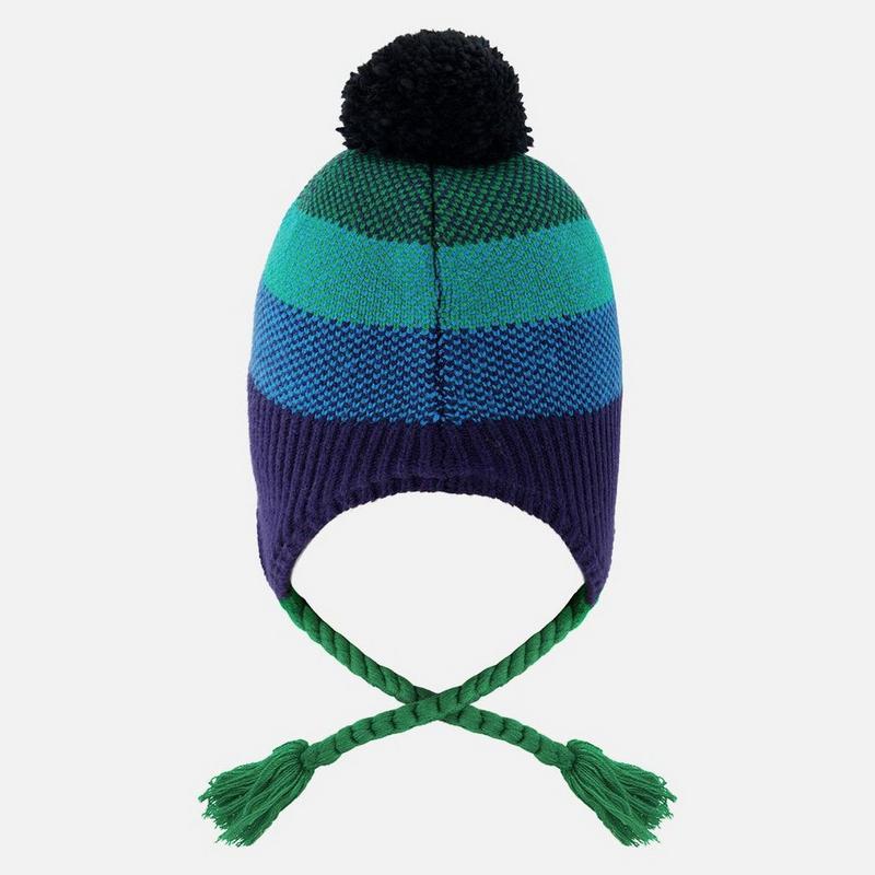 Deux Par Deux Kids' [2-8] Lined Peruvian Knit Pompom Hat