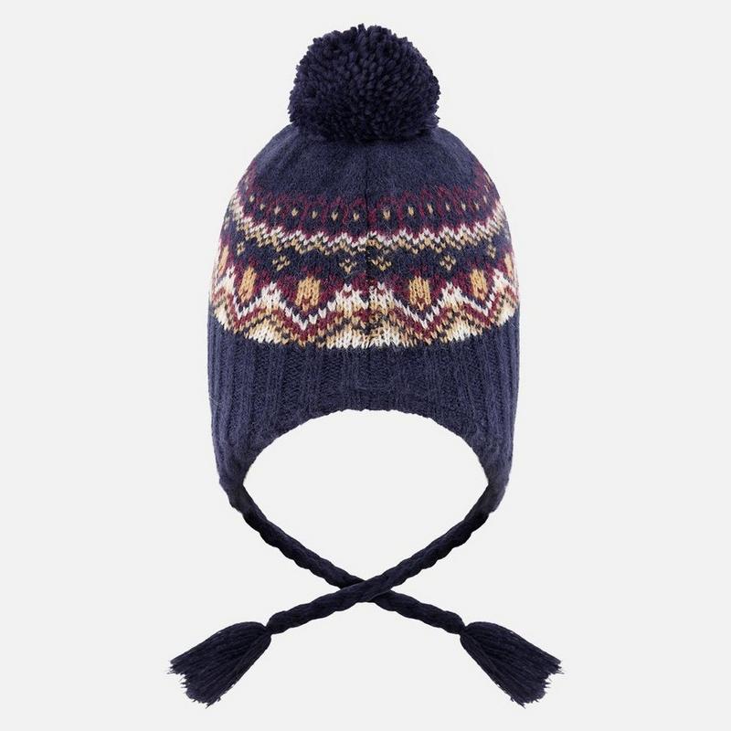 Deux Par Deux Kids' [2-8] Lined Peruvian Knit Pompom Hat