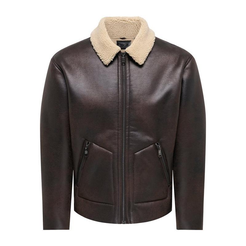 Only & Sons Men's Riker Faux Leather Jacket