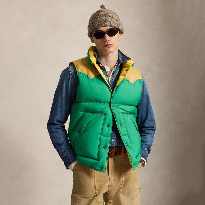 Polo Ralph Lauren Men's Leather-Yoke Down Vest
