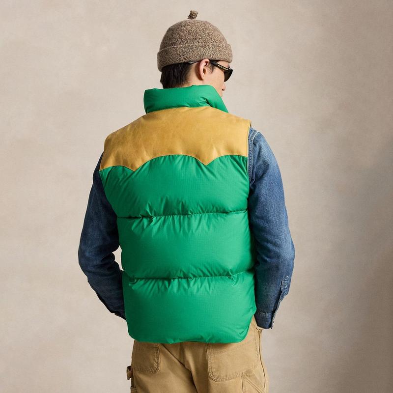 Polo Ralph Lauren Men's Leather-Yoke Down Vest
