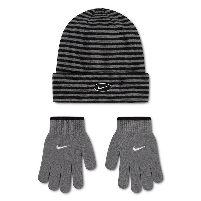 Nike Juniors' [7-16] Micro Stripe Beanie + Glove Set