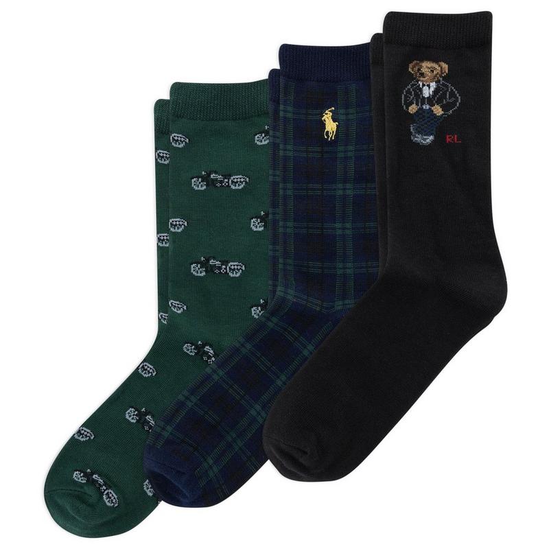 Polo Ralph Lauren Junior Boys' [8-20] Tuxedo Polo Bear Crew Sock (3 Pack)