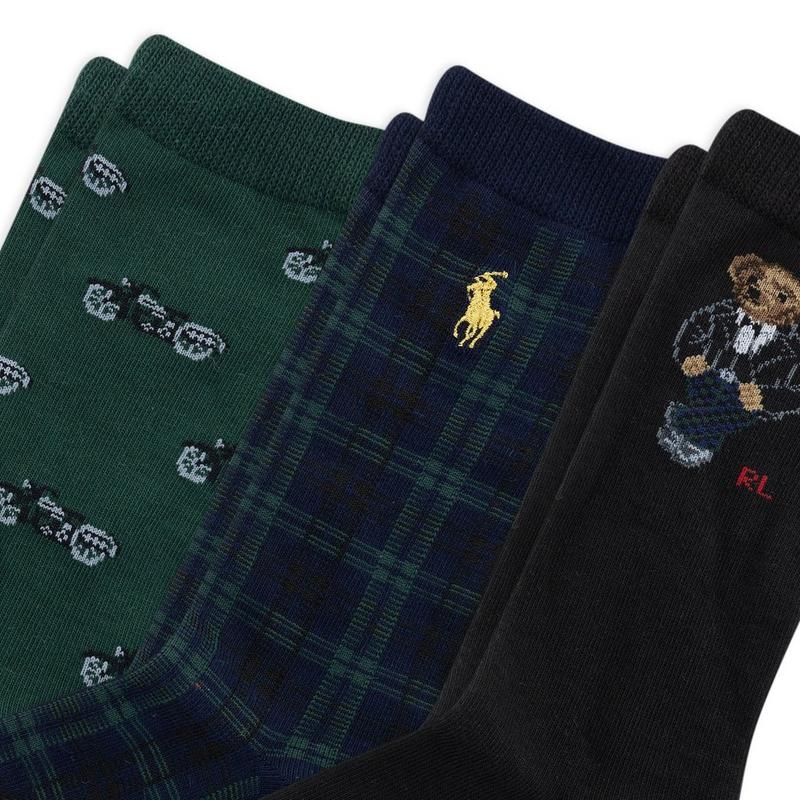 Polo Ralph Lauren Junior Boys' [8-20] Tuxedo Polo Bear Crew Sock (3 Pack)
