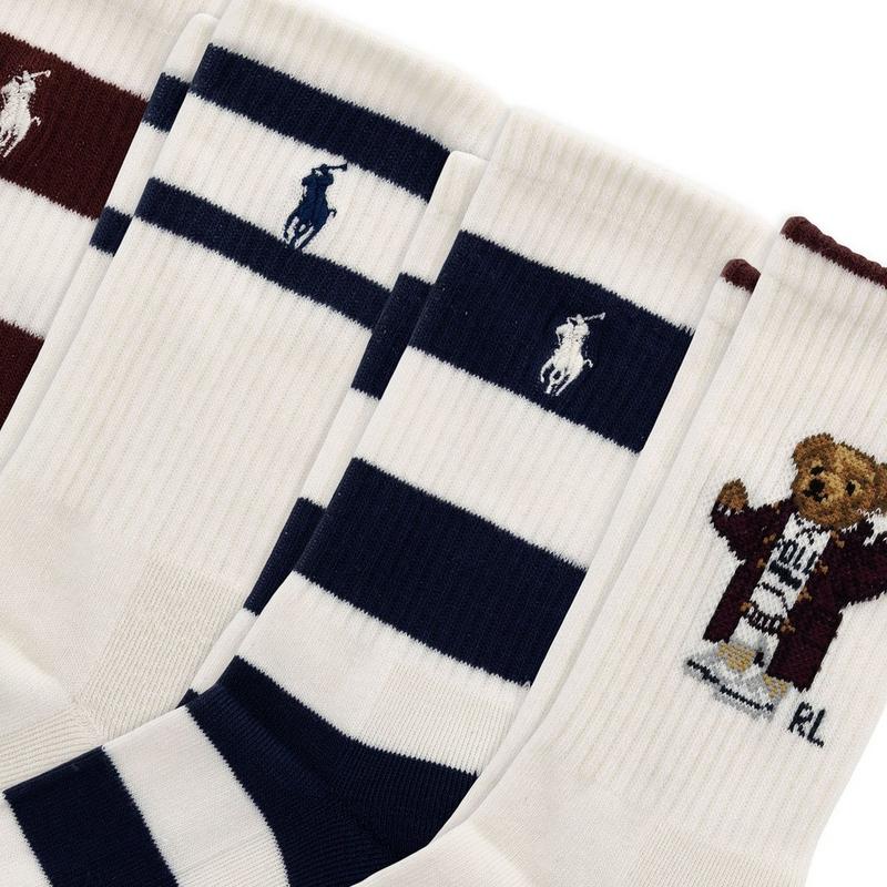 Polo Ralph Lauren Chaussettes Varsity Bear pour gar&ccedil;ons juniors [8-20] (paquet de 4)