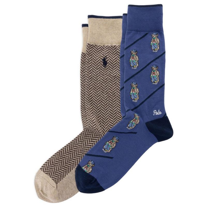 Polo Ralph Lauren Men's Mini Polo Bear Crew Sock (2 Pack)