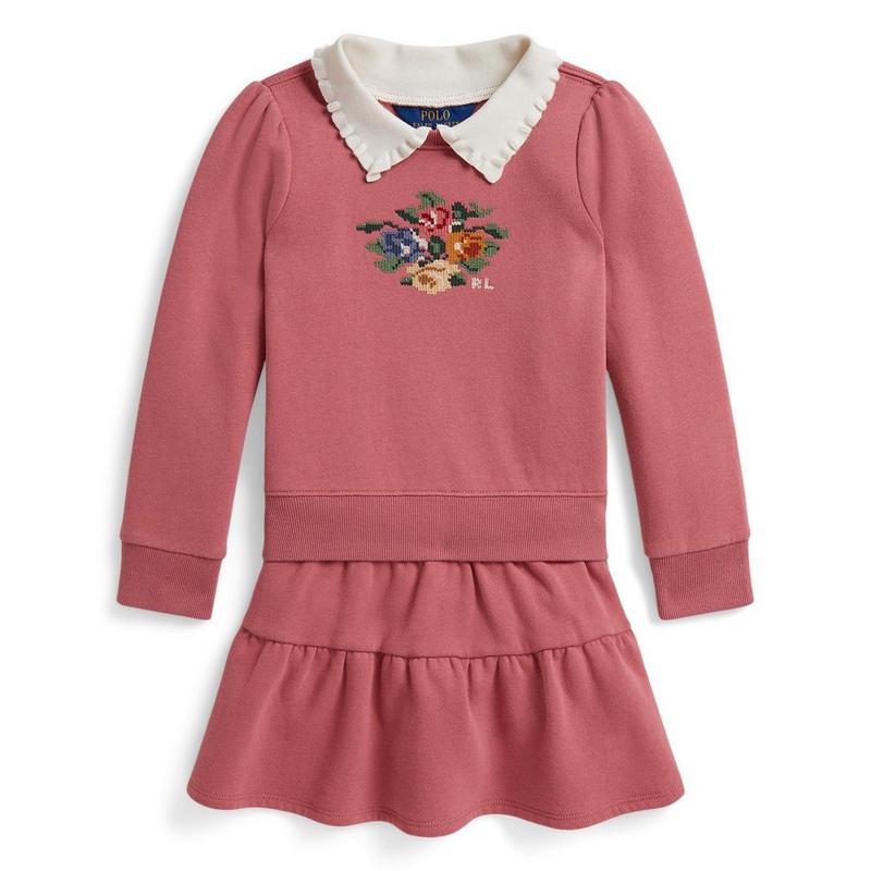 Polo Ralph Lauren Girls' [2-6X] Collared Fleece Sweatshirt + Skort Two-Piece Set