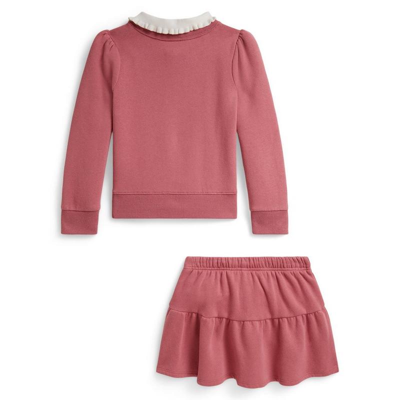 Polo Ralph Lauren Girls' [2-6X] Collared Fleece Sweatshirt + Skort Two-Piece Set