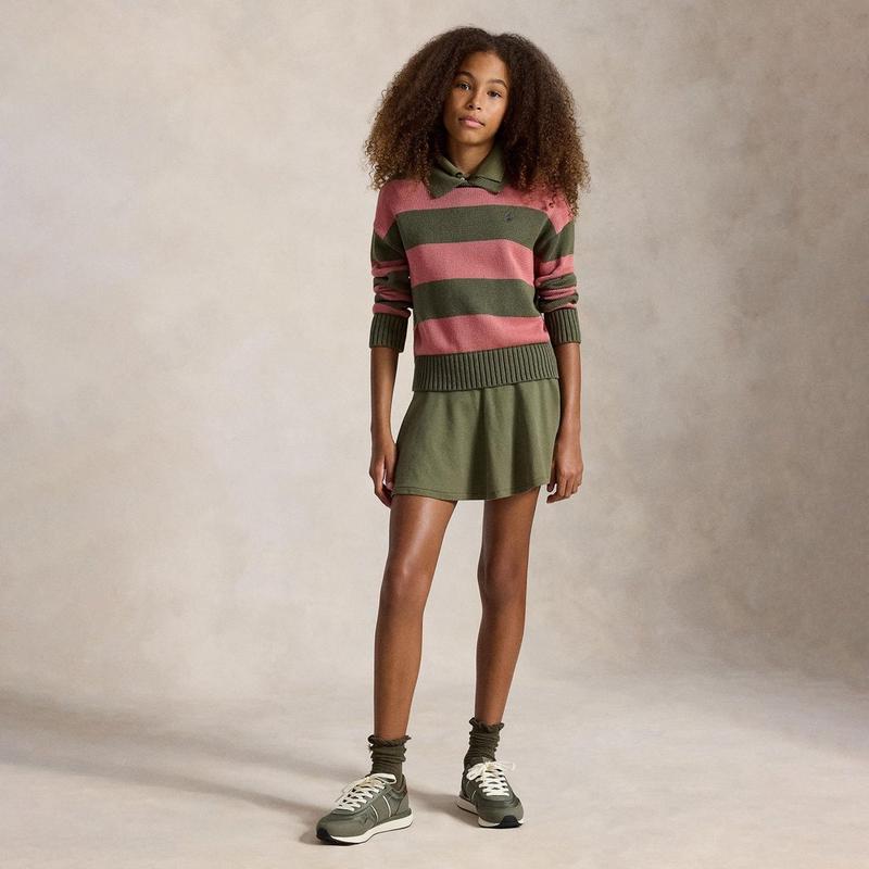 Polo Ralph Lauren Junior Girls' [7-16] Striped Cotton Polo Sweater