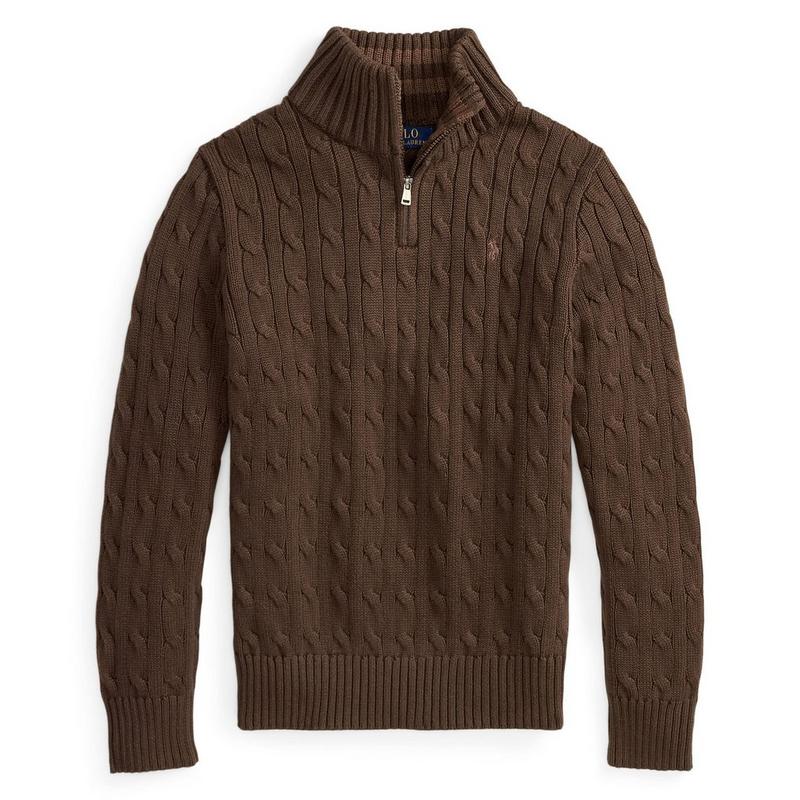 Polo Ralph Lauren Chandail &agrave; glissi&egrave;re 1/4 en coton torsad&eacute; pour gar&ccedil;ons juniors [8-20]