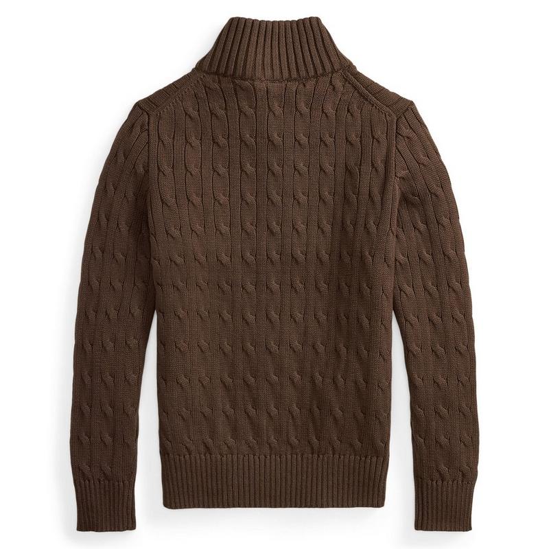 Polo Ralph Lauren Chandail &agrave; glissi&egrave;re 1/4 en coton torsad&eacute; pour gar&ccedil;ons juniors [8-20]