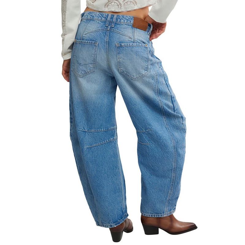 Free People Women's Good Luck Mid Rise Barrel Jean