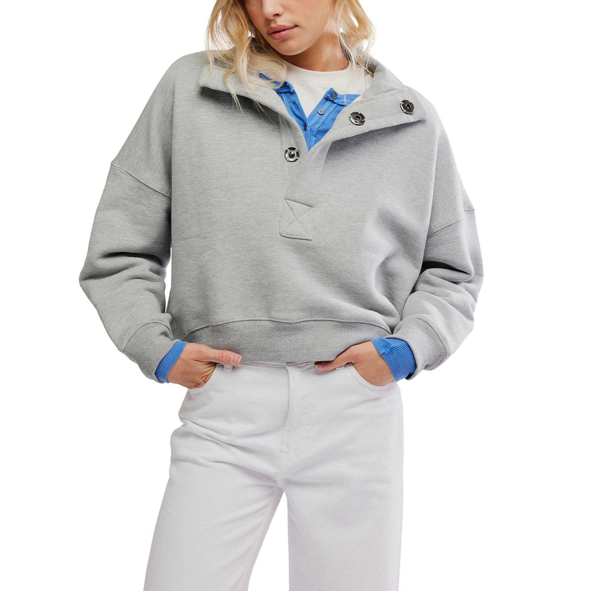 Free People | Women's Timeless Pullover Sweatshirt, Heather Grey, Size Large
