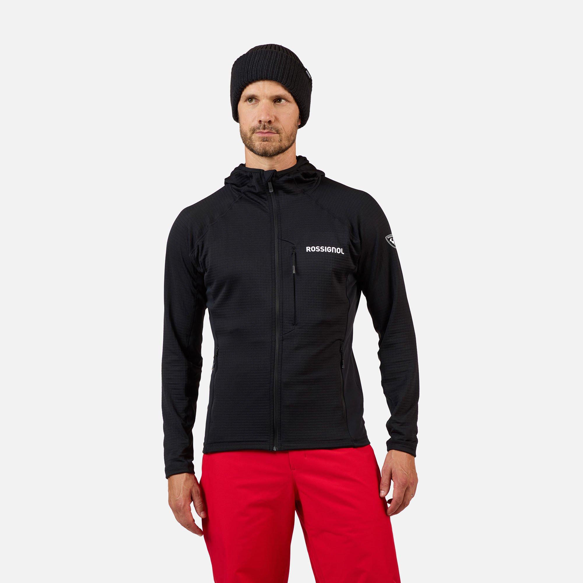 Rossignol | Men's side Full-Zip Hooded Fleece Jacket, Black, Size Large