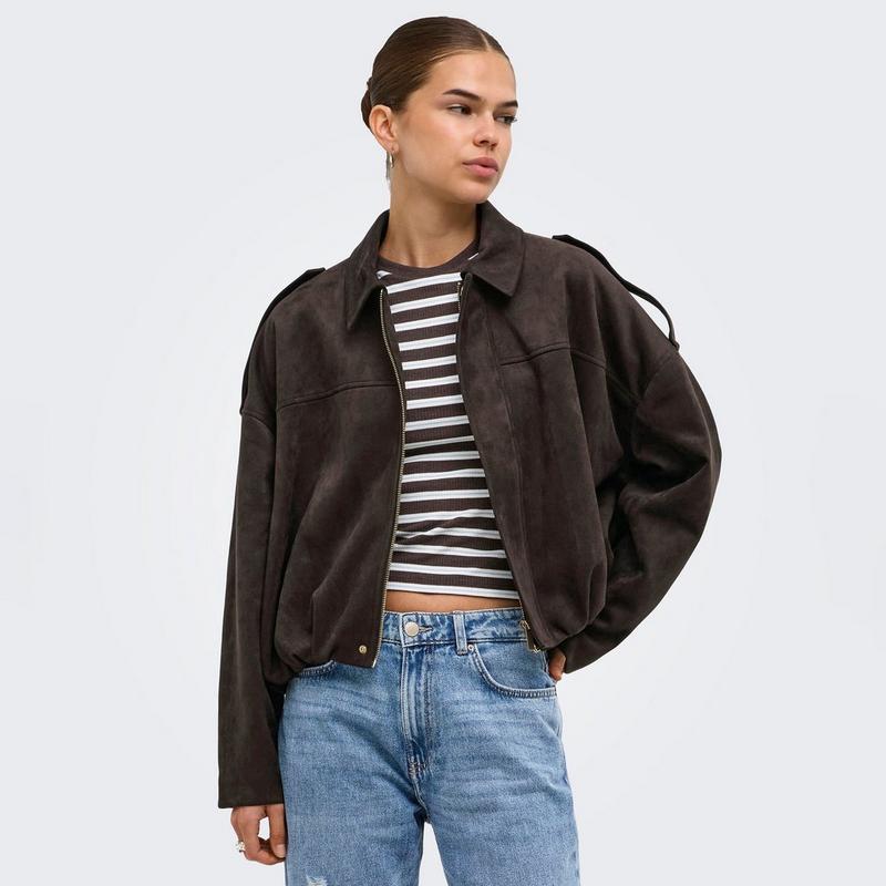 Only Women's Moon Stina Faux Suede Bomber Jacket