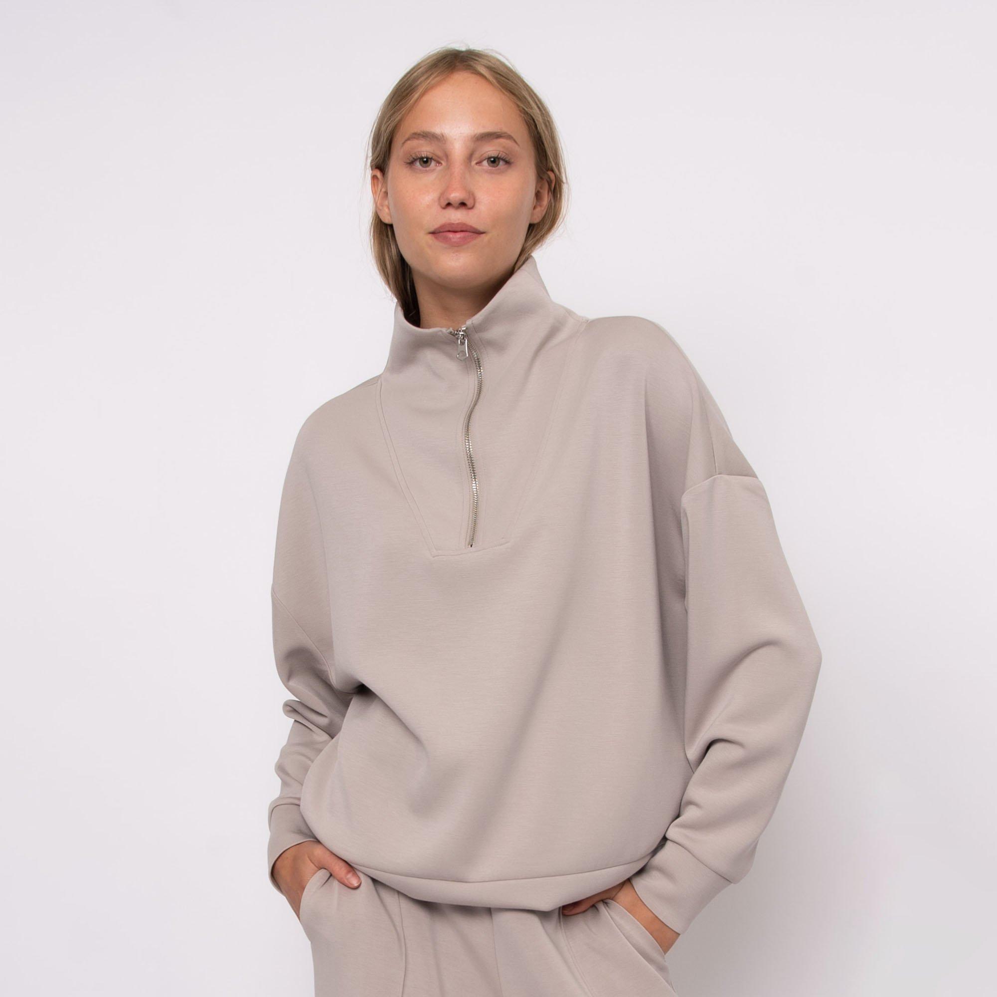 Oak & Ivy | Women's Seanni Soft Knit Half-Zip Pullover Sweatshirt, Birch, Size XL