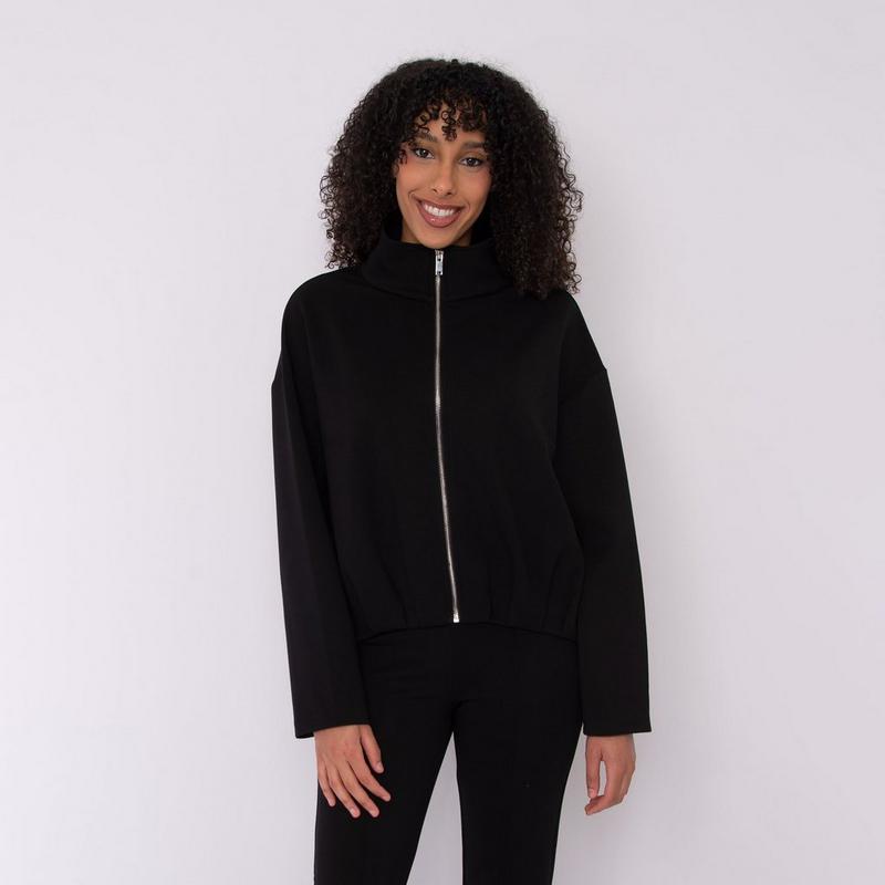 Oak & Ivy Women's Midora Bubble Hem Soft Knit Full-Zip Sweatshirt