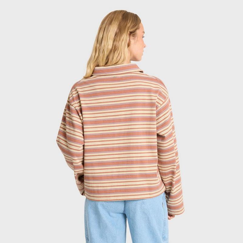 Billabong Polo &agrave; manches longues Sugar Stripe pour femmes