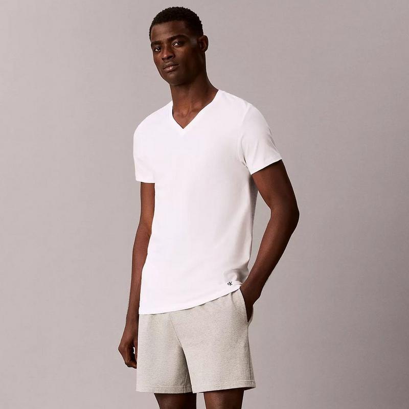 Calvin Klein T-shirt &agrave; col en V en coton pour hommes (paquet de 3)