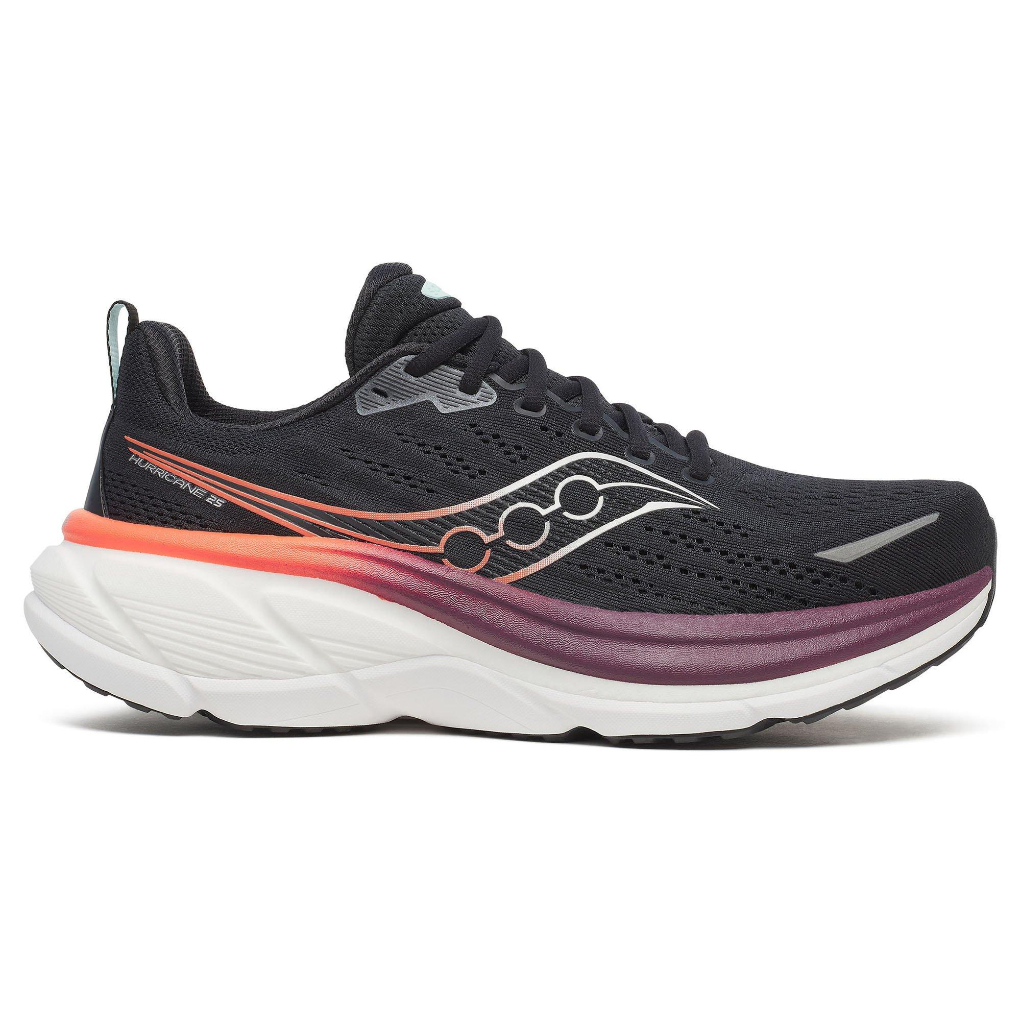 Saucony | Men's Hurricane 25 Running Shoes, Black Crimson, Size 12
