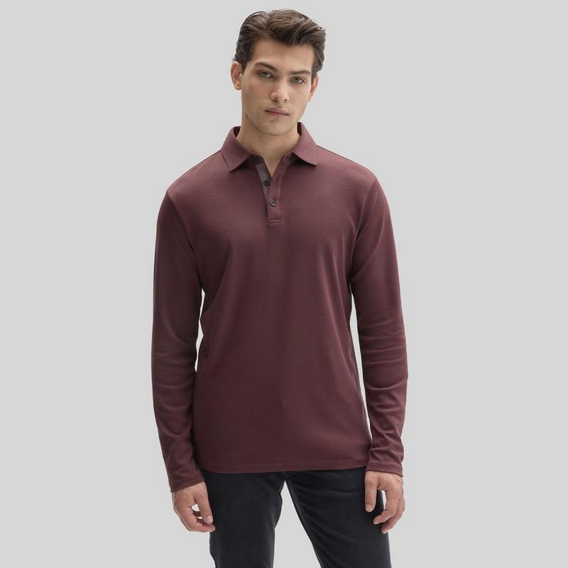 Robert Barakett Men's The Barakett Long Sleeve Herringbone Polo