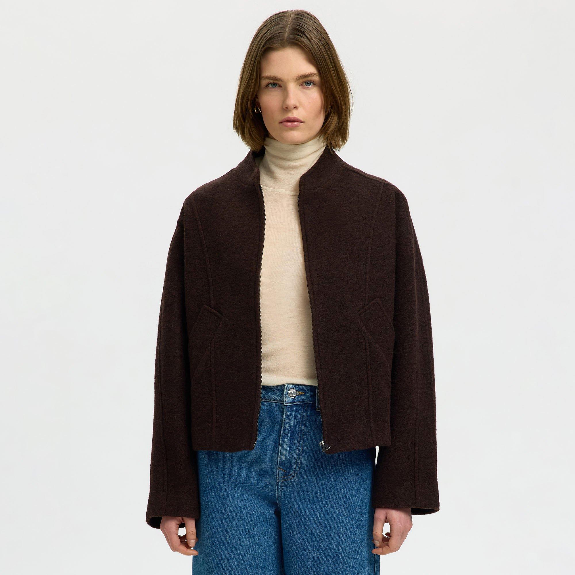 new basic　HIGH TWIST WOOL SINGLE JACKET Women's Short Wool-Blend Jacket | Selected | Sporting Life Online