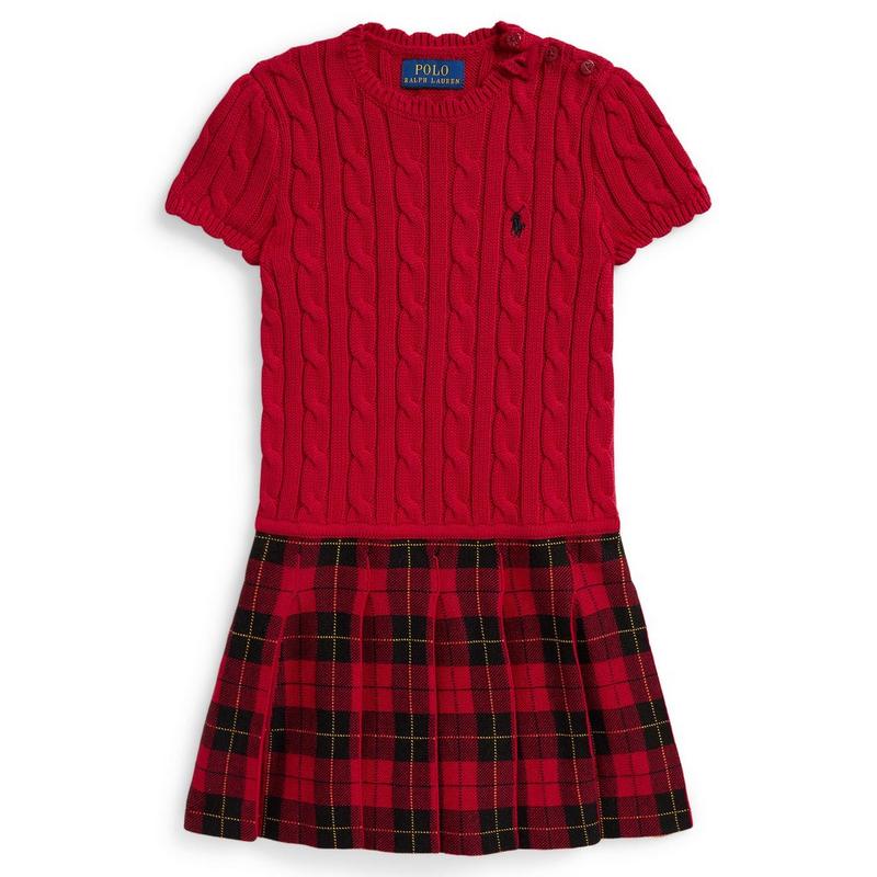 Polo Ralph Lauren Girls' [2-6X] Plaid-Skirt Cotton Sweater Dress