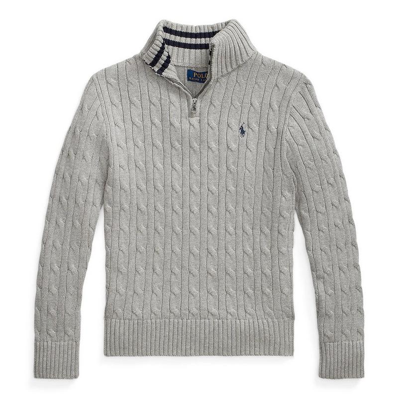 Polo Ralph Lauren Chandail &agrave; glissi&egrave;re 1/4 en coton torsad&eacute; pour gar&ccedil;ons juniors [8-20]