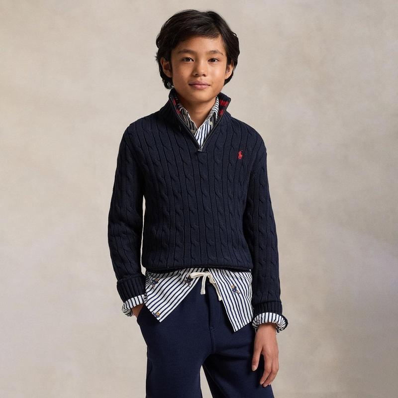 Polo Ralph Lauren Junior Boys' [8-20] Cable-Knit Cotton Quarter-Zip Sweater