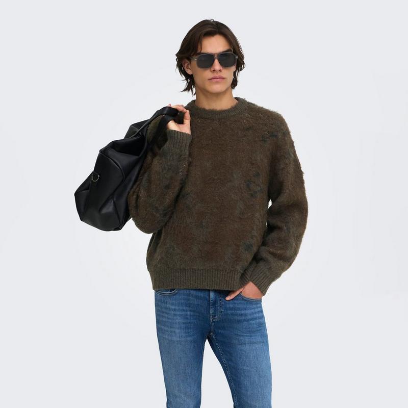 Only & Sons Men's Willis Fuzzy Knit Sweater