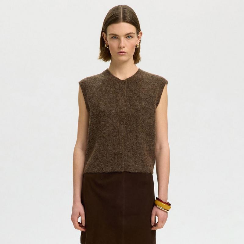 Selected Gilet en tricot de m&eacute;lange de laine Lulu pour femmes