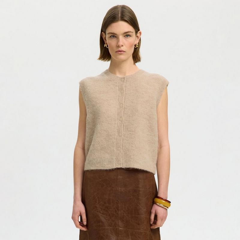 Selected Gilet en tricot de m&eacute;lange de laine Lulu pour femmes
