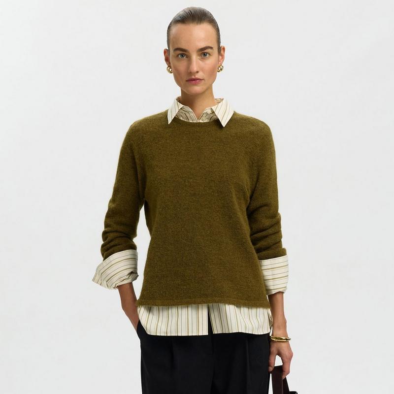 Selected Chandail en tricot en m&eacute;lange de laine pour femmes