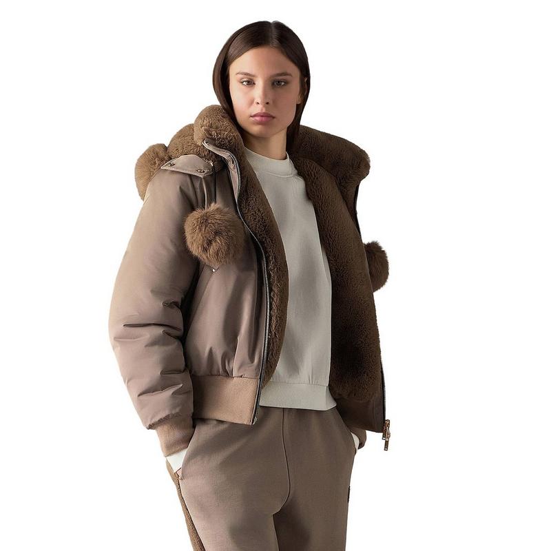 Moose Knuckles Women's Gold Series Original Satin Debbie Bomber Jacket