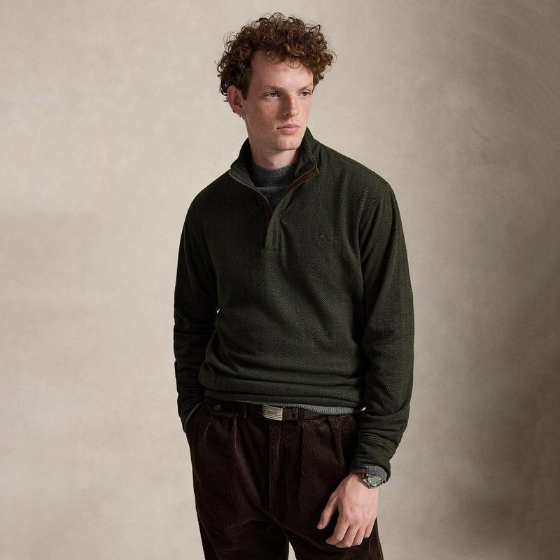 Polo Ralph Lauren Men's Herringbone-Print Luxury Jersey Pullover Top