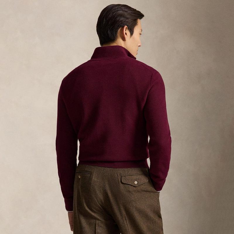 Polo Ralph Lauren Men's Mesh-Knit Cotton Quarter-Zip Sweater