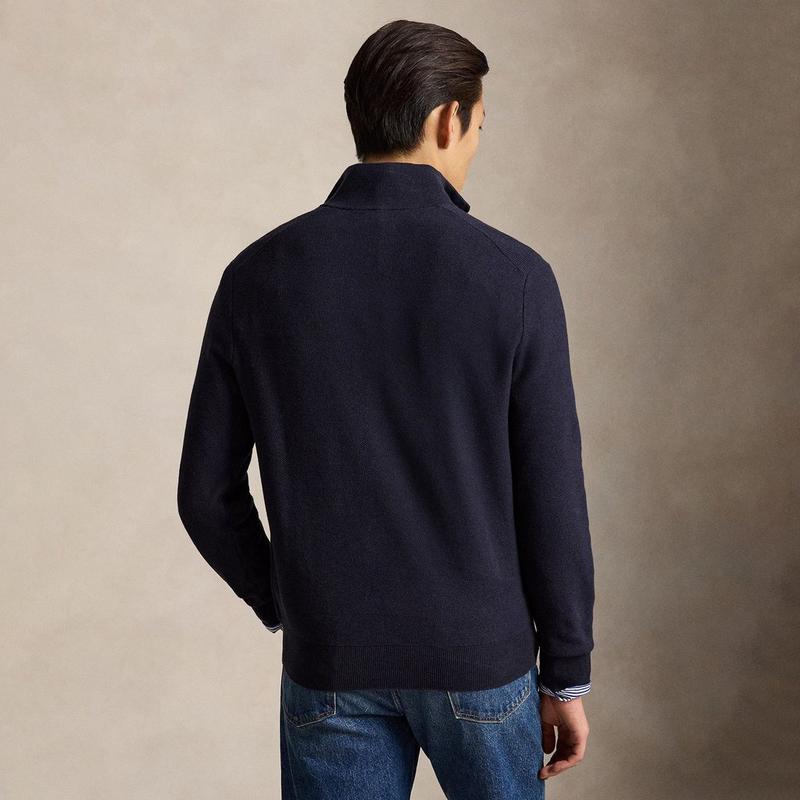 Polo Ralph Lauren Men's Mesh-Knit Cotton Quarter-Zip Sweater