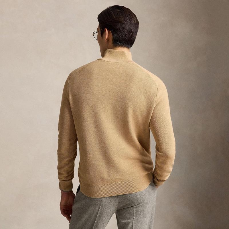 Polo Ralph Lauren Men's Mesh-Knit Cotton Quarter-Zip Sweater