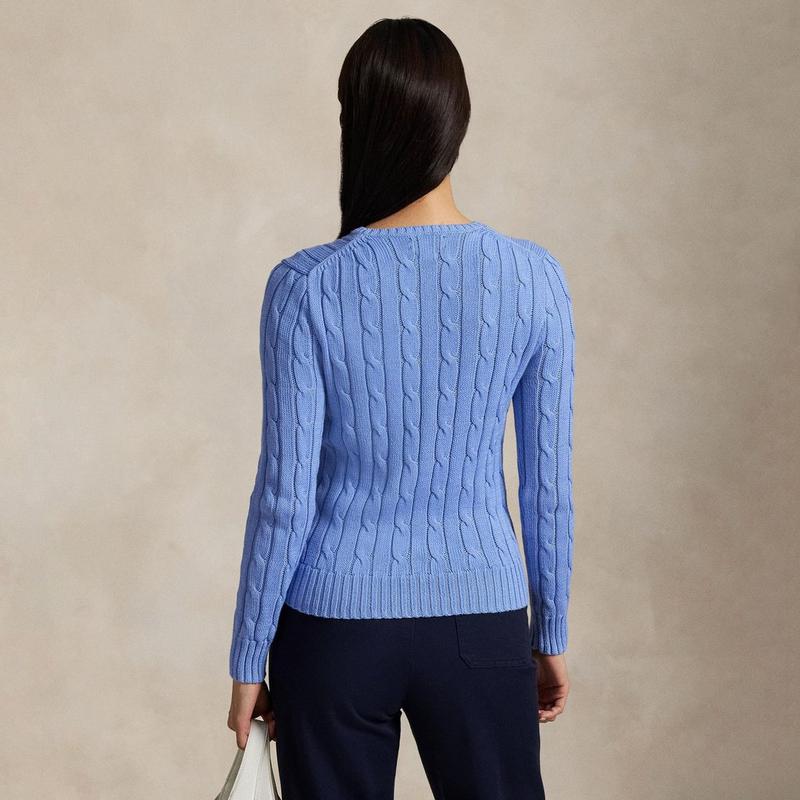 Polo Ralph Lauren Chandail &agrave; col ras du cou en tricot de coton torsad&eacute; pour femmes